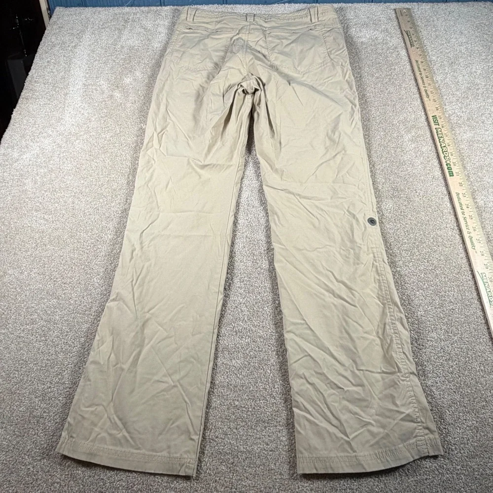 Eddie Bauer Travex Pants Womens 8 (33x32) Beige Roll Up‎ Tab Hiking Utility READ
